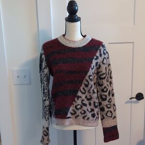 RD Style Red and Black Patterned Sweater